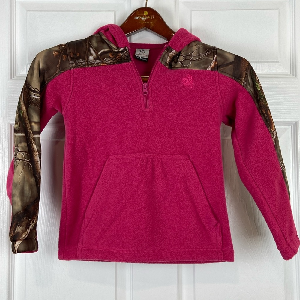 Legendary Whitetails pink Camo quart zip pullover sweat shirt girls XS